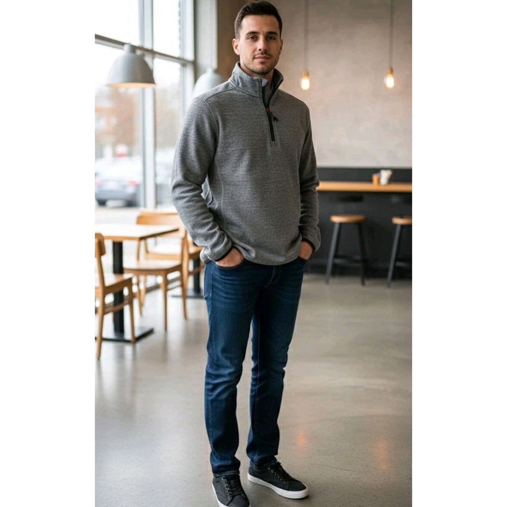 Avalanche Outdoor Supply Co Men's Medium Gray 1/4 Zip Pull Over Lightweight